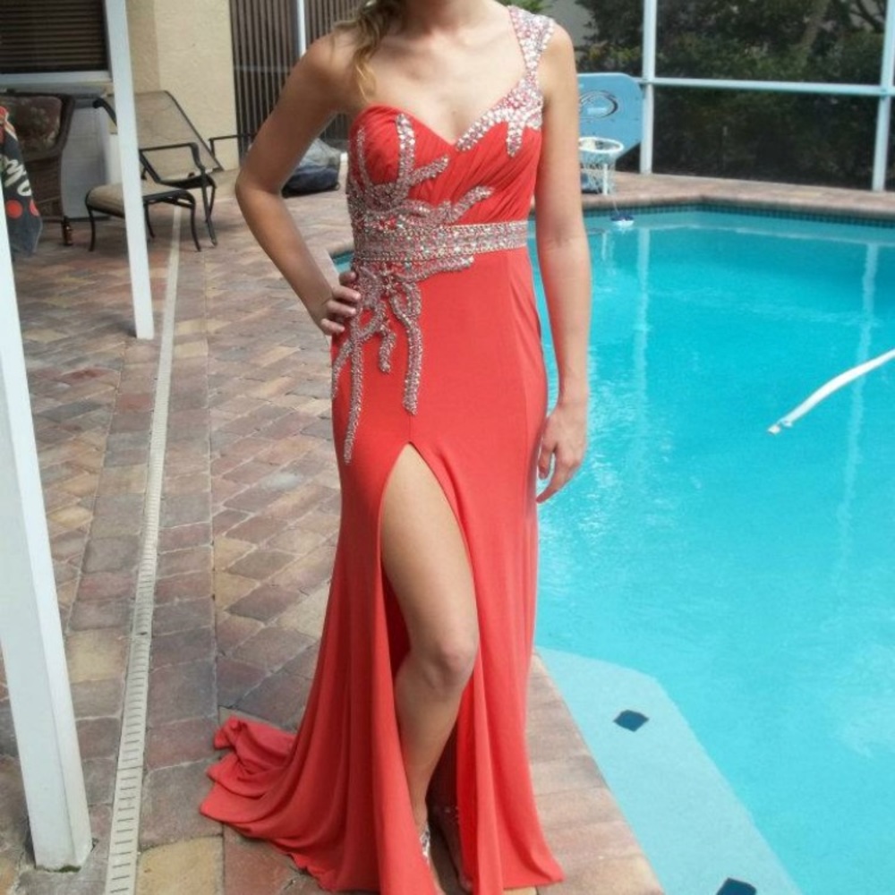 Coral (peach?) formal long dress